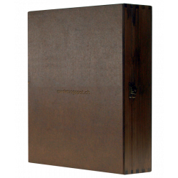 Wooden wine box, hinged cover, light brown wood, (triple)