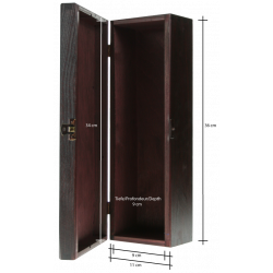 Wooden wine box, hinged cover, mahogany color, (single)
