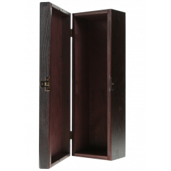 Wooden wine box, hinged cover, mahogany color, (single)