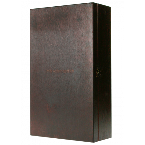 Wooden wine box, hinged cover, mahogany color, (double)
