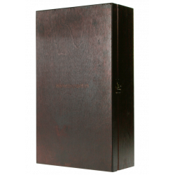 Wooden wine box, hinged cover, mahogany color, (double)