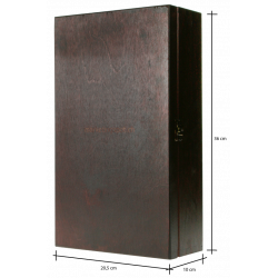 Wooden wine box, hinged cover, mahogany color, (double)