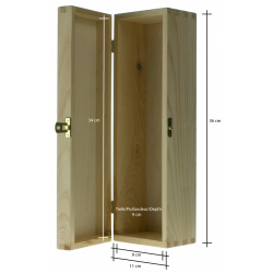 Wooden wine box, hinged cover, natural wood, (single)