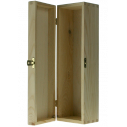 Wooden wine box, hinged cover, natural wood, (single)