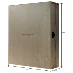 Wooden wine box, hinged cover, natural wood, (triple)