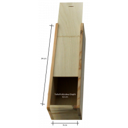Wooden wine box, sliding cover, natural wood, (single)