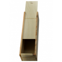 Wooden wine box, sliding cover, natural wood, (single)