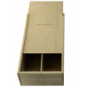 Wooden wine box, sliding cover, natural wood, (double)