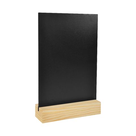Lot de 2 Porte menu de table en bois brut dimensions 21 x 6,5 x 2,4 cm avec ardoise A4