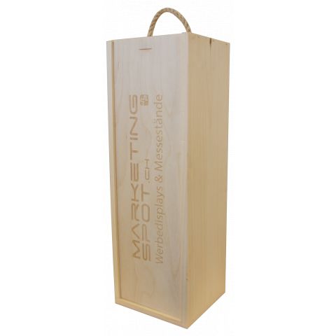 Magnum Wooden wine box, sliding cover, natural wood, (single)