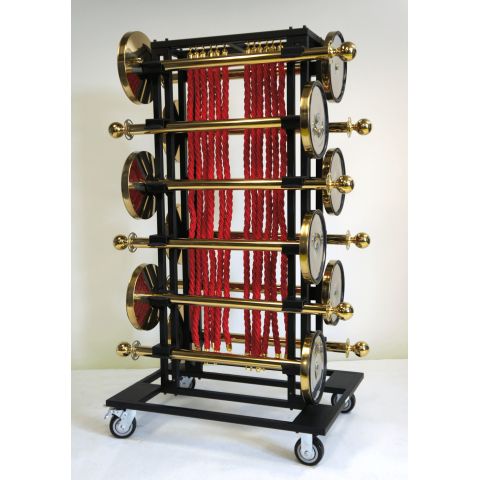 Transport trolley for Queue Barrier with cord (12x Stand Gold, 12x cords)