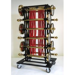 Transport trolley for Queue Barrier with cord (12x Stand Gold, 12x cords)