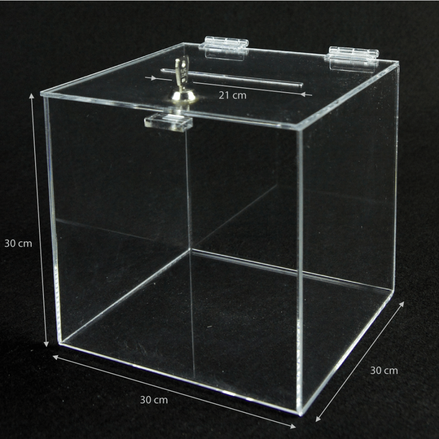 Urne cube en plexiglas - Option Serrure - Store Deléage